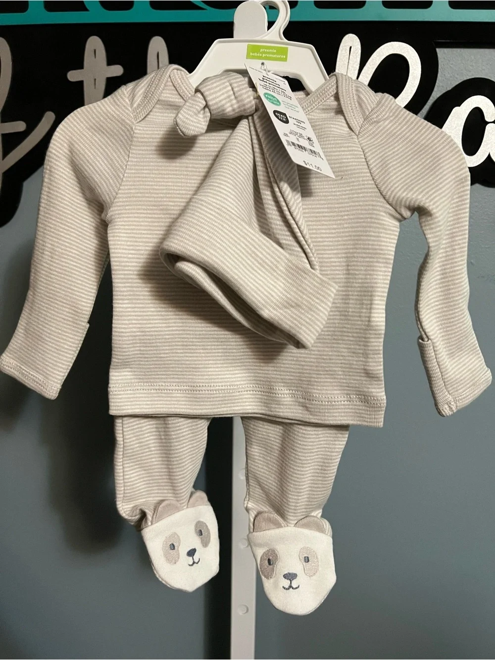 Carter’s Just One You Neutral Preemie Striped Baby 3-Piece Set with Footies NWT